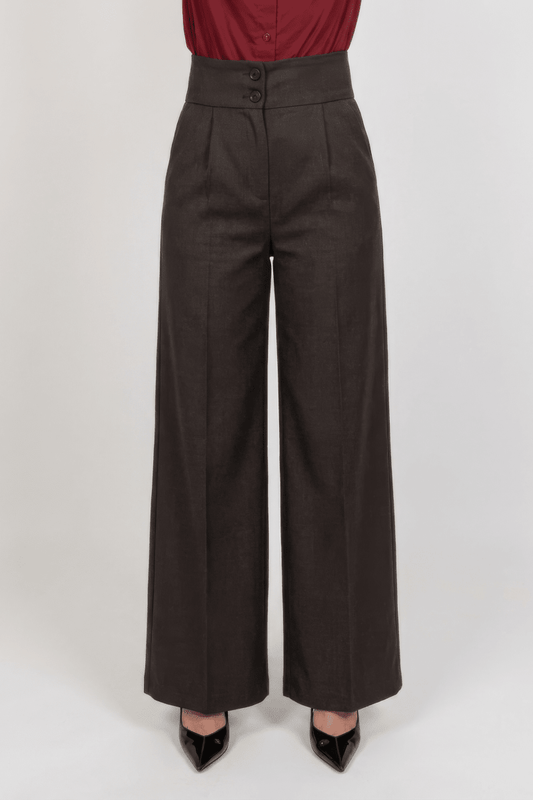 Premium High Waist Trouser - Brown - Hushy Wear