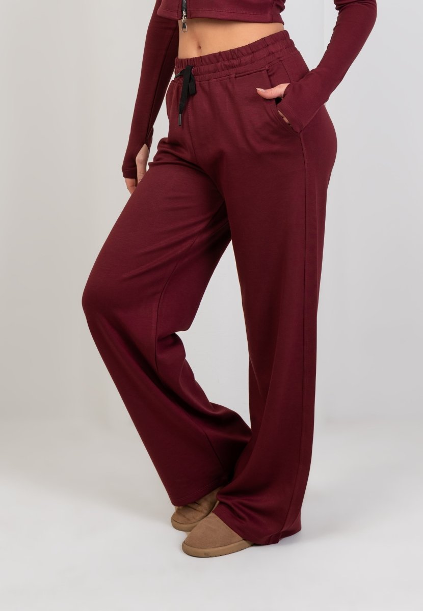 Relaxed Straight Sweatpants - Burgundy - Hushy Wear