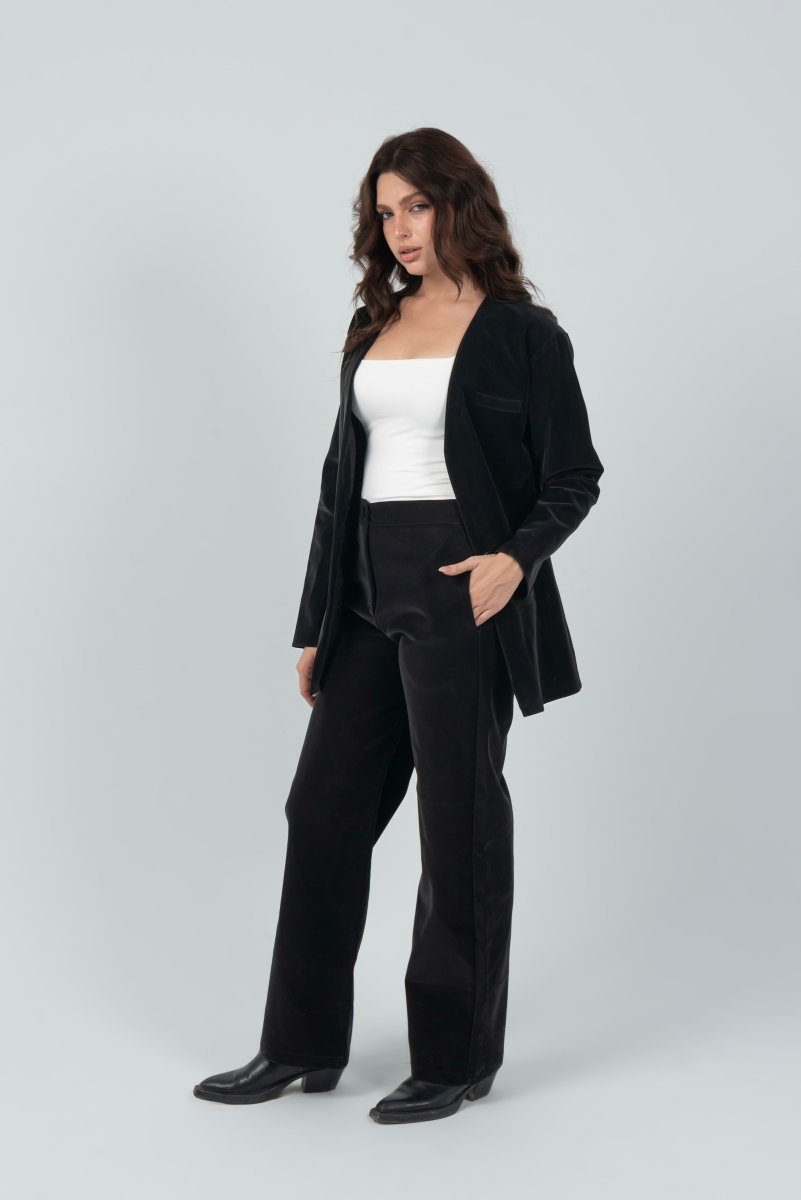 Tailored Leather Suit Set – Black - Hushy Wear